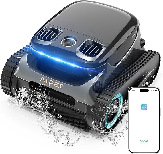 AIPER Robot Piscine Scuba S1 Pro 2025 sans Fil Fond, Parois et Ligne d’Eau, 180 Minutes d'Autonomie, Filtration 360°, Aspirateur Piscine pour Piscines Enterrées jusqu'à 200㎡