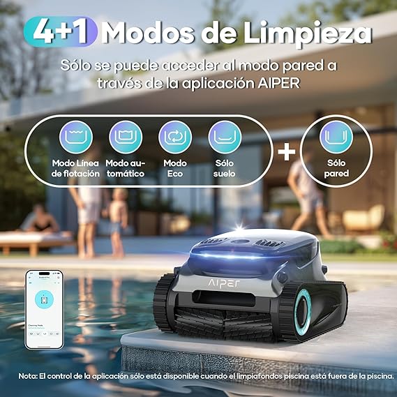 AIPER Robot Piscine Scuba S1 Pro 2025 sans Fil Fond, Parois et Ligne d’Eau, 180 Minutes d'Autonomie, Filtration 360°, Aspirateur Piscine pour Piscines Enterrées jusqu'à 200㎡