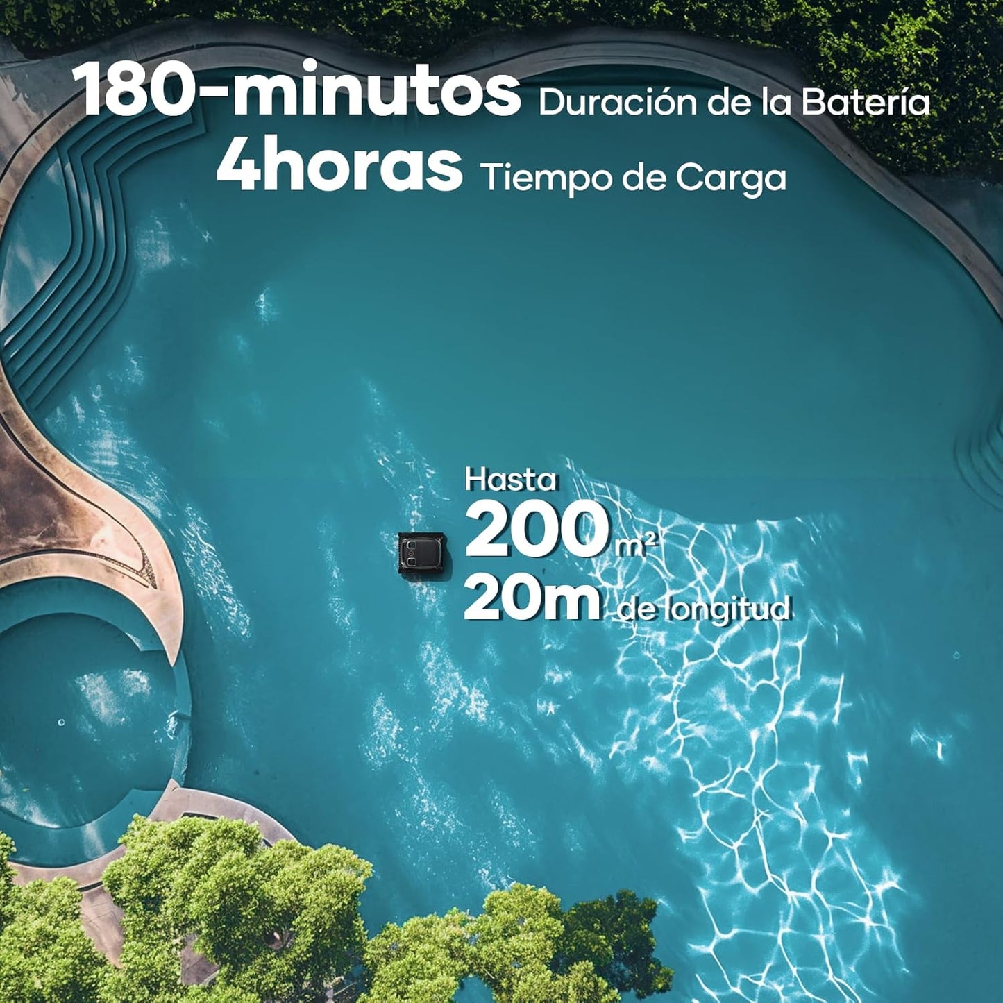 AIPER Robot Piscine Scuba S1 Pro 2025 sans Fil Fond, Parois et Ligne d’Eau, 180 Minutes d'Autonomie, Filtration 360°, Aspirateur Piscine pour Piscines Enterrées jusqu'à 200㎡