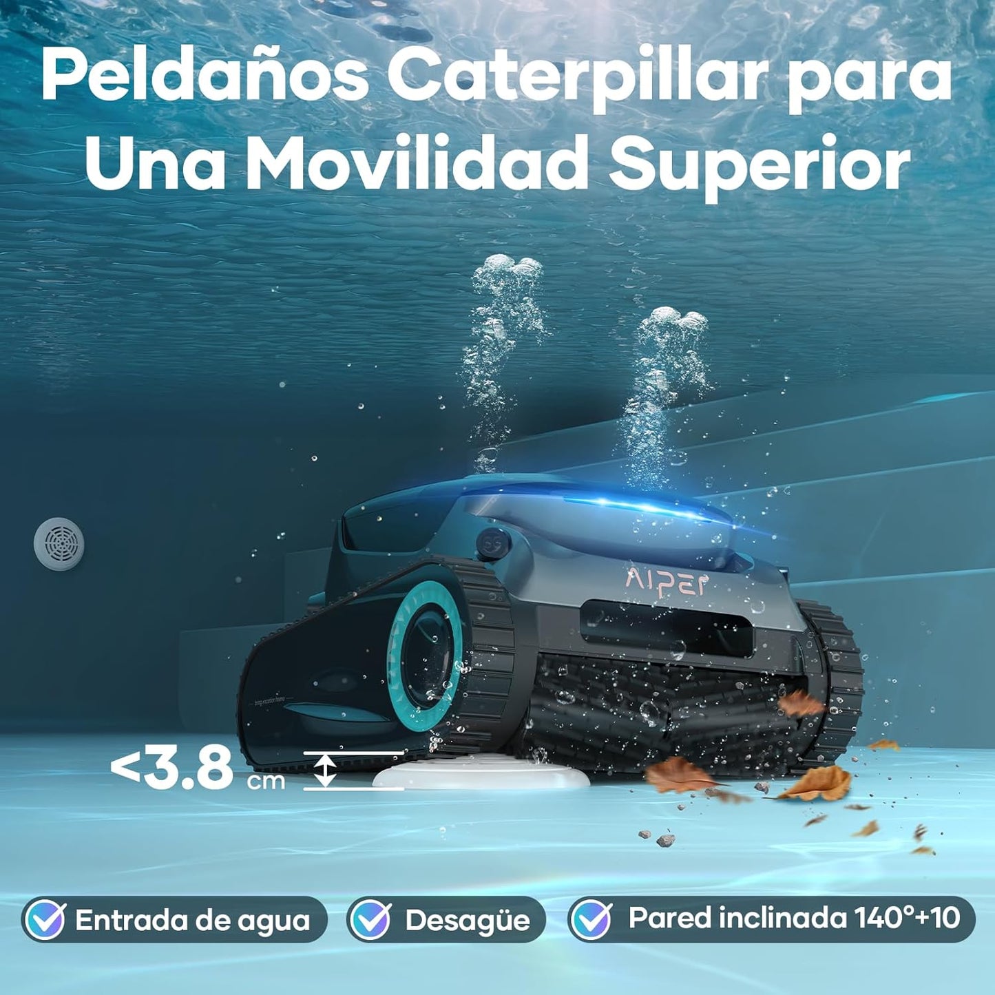 AIPER Robot Piscine Scuba S1 Pro 2025 sans Fil Fond, Parois et Ligne d’Eau, 180 Minutes d'Autonomie, Filtration 360°, Aspirateur Piscine pour Piscines Enterrées jusqu'à 200㎡